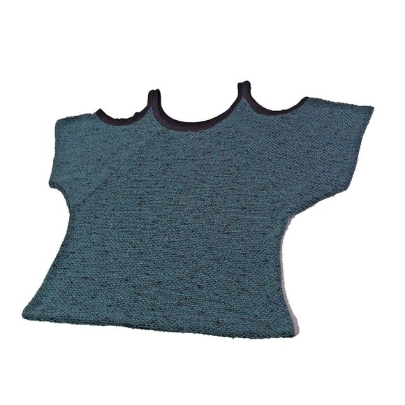 BCBGeneration Womens Top Teal Knit Sweater Blouse Cold Shoulder Size Medium - Picture 13 of 16